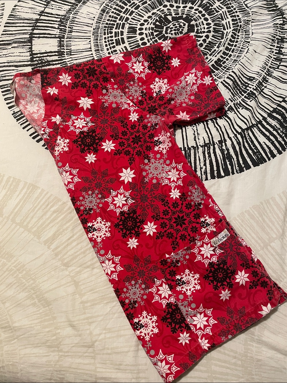 UA Scrubs Women's Red Snowflake Print Top